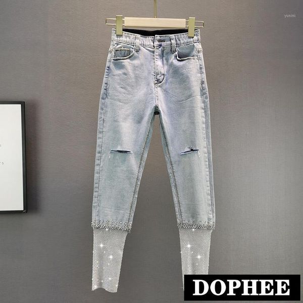 jeans pants woman 2020 summer new fashion slim stretch high waist denim pants rhinestone stitching pencil jeans streetwear1, Blue
jeans pants woman 2020 summer new fashion slim stretch high waist denim pants rhinestone stitching pencil jeans streetwear1, Blue