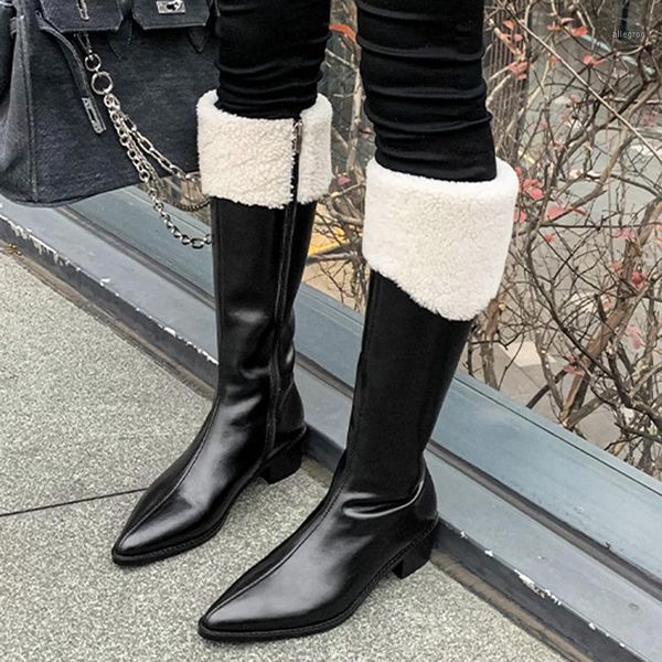 boots rimocy vintage pu leather winter women furry warm long knee high woman waterproof pointed toe mid heel shoes ladies1, Black
boots rimocy vintage pu leather winter women furry warm long knee high woman waterproof pointed toe mid heel shoes ladies1, Black