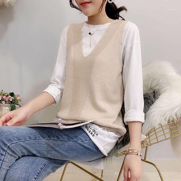 women's sweater vest version loose waistcoat split wool vest all-match v-neck student pullover coat1, Black;white
women's sweater vest version loose waistcoat split wool vest all-match v-neck student pullover coat1, Black;white