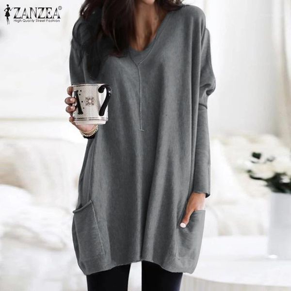 zanzea women and blouses 2019 autumn female long sleeve shirts casual solid knitted loose v neck pockets tunic blusas1, White
zanzea women and blouses 2019 autumn female long sleeve shirts casual solid knitted loose v neck pockets tunic blusas1, White