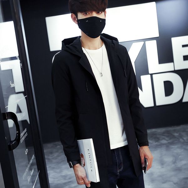 new spring sports hooded medium length jacket youth solid color long sleeve windbreaker men's coat, Tan;black
new spring sports hooded medium length jacket youth solid color long sleeve windbreaker men's coat, Tan;black
