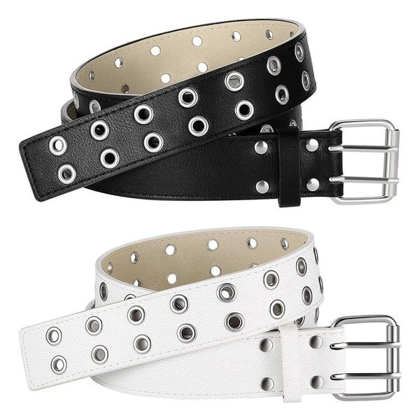 jhd-men's and women's double grommet belt punk inlaid eyelet fashion belt 2 pieces, Black;brown
jhd-men's and women's double grommet belt punk inlaid eyelet fashion belt 2 pieces, Black;brown