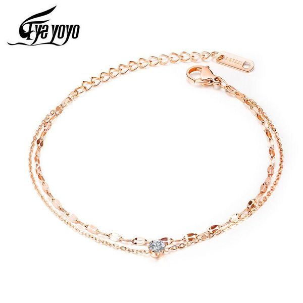 eyeyoyo rose gold s color double layer link chain zircon bracelet for women sumber gift, Black
eyeyoyo rose gold s color double layer link chain zircon bracelet for women sumber gift, Black