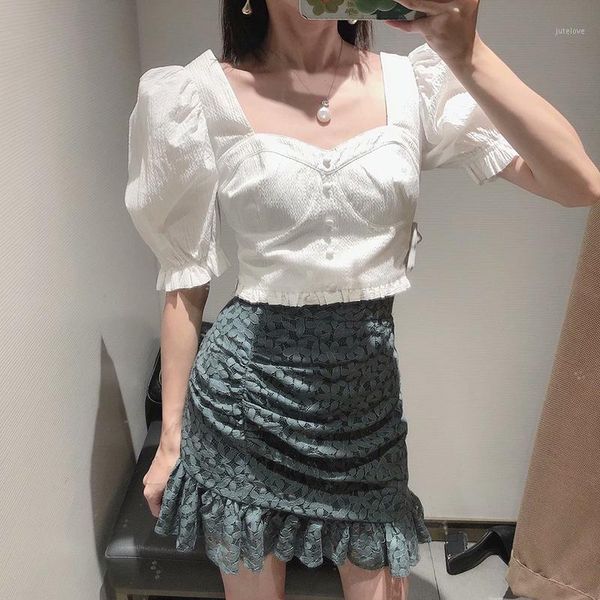 biaoruina women's solid color fashion lantern sleeve square collar shirt summer crpo casual comfort blouse for women1, White
biaoruina women's solid color fashion lantern sleeve square collar shirt summer crpo casual comfort blouse for women1, White