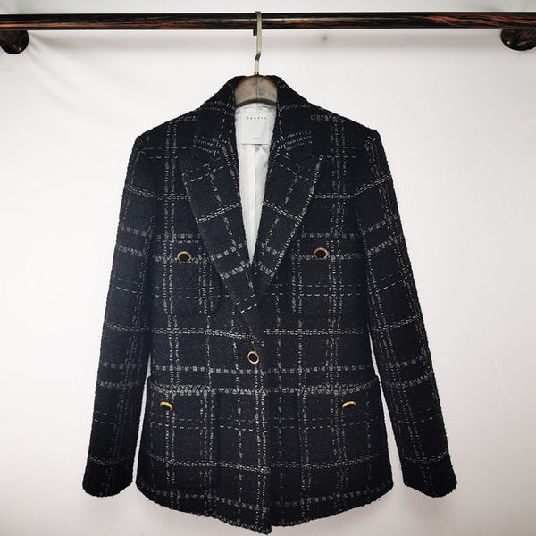 women's plaid outonne casual long sleeve a black tweed jacket button 2020 vintage lady from the office blazers and jackets, White;black
women's plaid outonne casual long sleeve a black tweed jacket button 2020 vintage lady from the office blazers and jackets, White;black