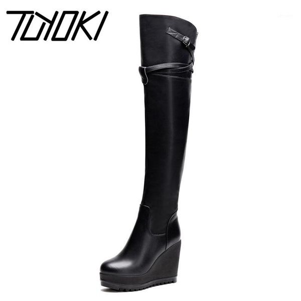 tuyoki women platform wedges thigh high boots genuine leather buckle zipper winter shoes women fashion punk boots size 34-391, Black
tuyoki women platform wedges thigh high boots genuine leather buckle zipper winter shoes women fashion punk boots size 34-391, Black