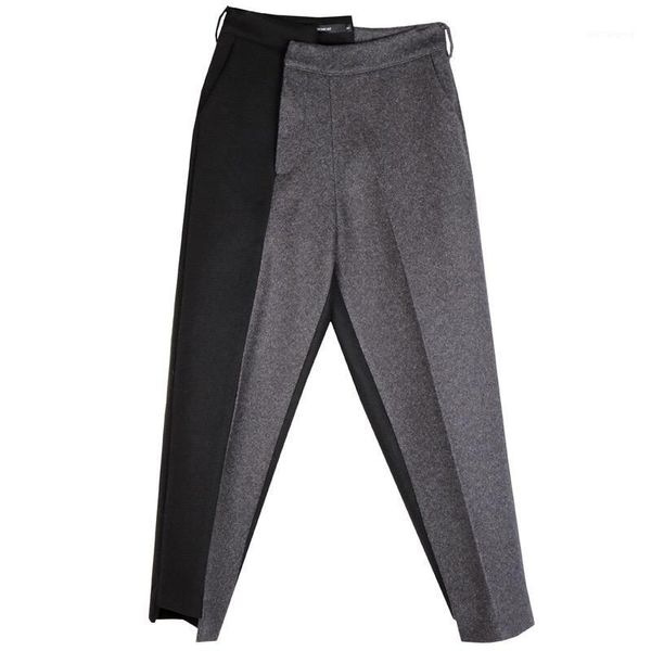 2020 autumn women's high waist gray contrast color split long trousers new loose fit pants female fashion tide clothes fg2151, Black;white
2020 autumn women's high waist gray contrast color split long trousers new loose fit pants female fashion tide clothes fg2151, Black;white