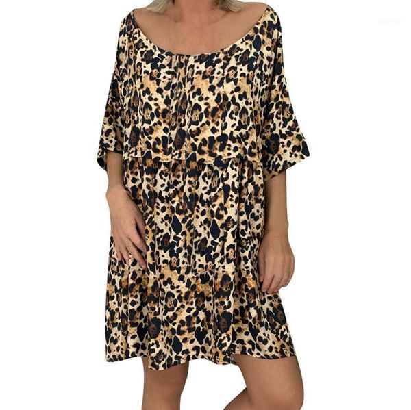 5xl plus size women's dress ladies loose leopard print loose o-neck half sleeve mini dress summer dresses vestidos verao1, White;black
5xl plus size women's dress ladies loose leopard print loose o-neck half sleeve mini dress summer dresses vestidos verao1, White;black