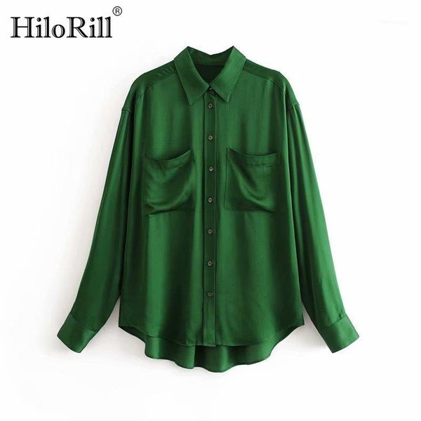 hilorill women satin blouse casual solid shirt 2020 soft turn down collar office shirt long sleeve pocket green blouse blusa1, White
hilorill women satin blouse casual solid shirt 2020 soft turn down collar office shirt long sleeve pocket green blouse blusa1, White