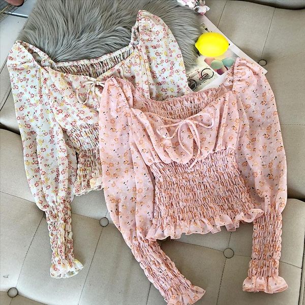 spring summer sweet floral printed bow square collar chiffon shirts pleated lace blouses elastic lantern sleeve crop blusas, White
spring summer sweet floral printed bow square collar chiffon shirts pleated lace blouses elastic lantern sleeve crop blusas, White