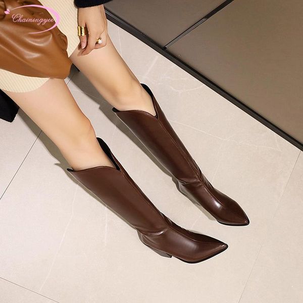 casual style pointed toe knee-high boots fashion slip-on white brown black high-heeled chunky riding boots shoes women
casual style pointed toe knee-high boots fashion slip-on white brown black high-heeled chunky riding boots shoes women