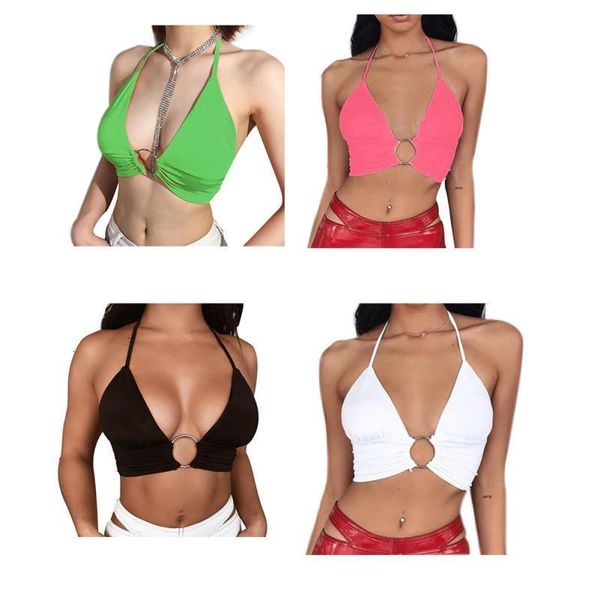 2021 solid halter tanks women backless bandage lace up metal ring tank party club bustier, White
2021 solid halter tanks women backless bandage lace up metal ring tank party club bustier, White