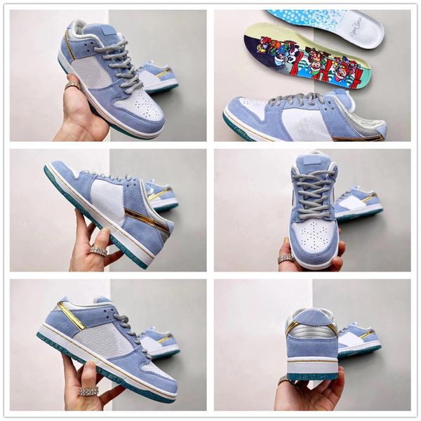 2021 sb dunk x sean cliver trianers holiday special low sneakers white psychic blue metallic gold men women sports shoes#36-46, White;red
2021 sb dunk x sean cliver trianers holiday special low sneakers white psychic blue metallic gold men women sports shoes#36-46, White;red