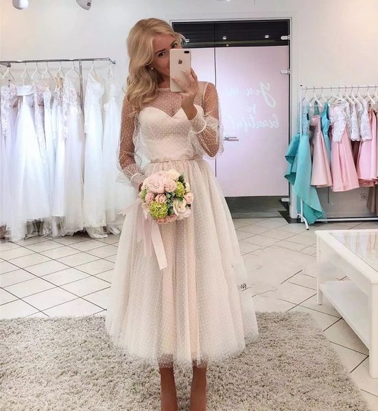 point tulle long sleeves short wedding dresses dresses a line jewel neck summer beach boho robe de soiree longue bridal gowns simple, White
point tulle long sleeves short wedding dresses dresses a line jewel neck summer beach boho robe de soiree longue bridal gowns simple, White