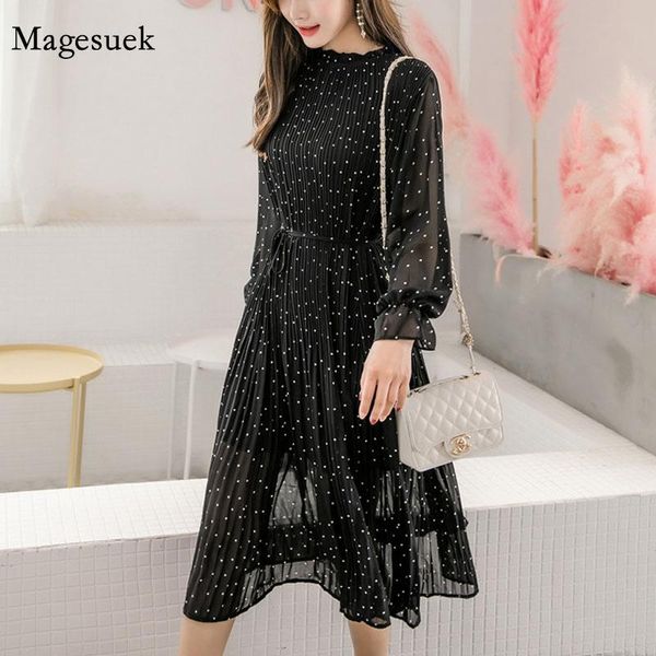 casual dresses fashion o-neck vintage 2021 korean women long sleeve polka dot pleated dress black spring lady chiffon 3670 50, Black;gray
casual dresses fashion o-neck vintage 2021 korean women long sleeve polka dot pleated dress black spring lady chiffon 3670 50, Black;gray