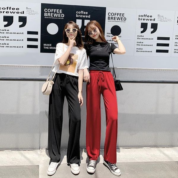 wide leg pants silky loose pant for women summer 2020 high waist straight trousers casual streetwear elegant fashion long pants, Black;white
wide leg pants silky loose pant for women summer 2020 high waist straight trousers casual streetwear elegant fashion long pants, Black;white
