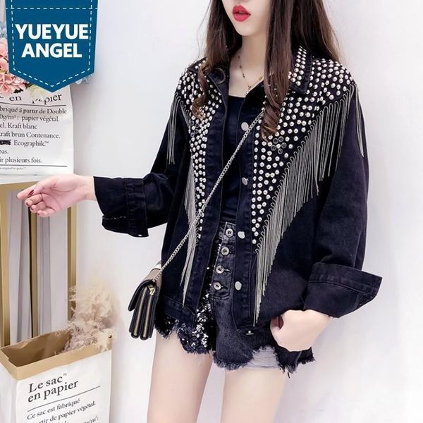 autumn winter new tassel diamonds rivet womens denim jackets korean fashion long sleeve single breasted female slim fit coats1, Black;brown
autumn winter new tassel diamonds rivet womens denim jackets korean fashion long sleeve single breasted female slim fit coats1, Black;brown