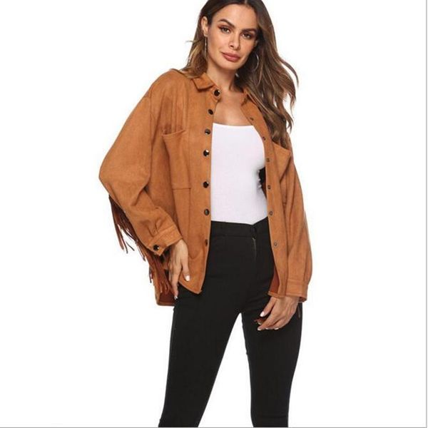 women's jackets suede faux tassels jacket coat solid zipper motorcycle female 2021 autumn long sleeve top, Black;brown
women's jackets suede faux tassels jacket coat solid zipper motorcycle female 2021 autumn long sleeve top, Black;brown