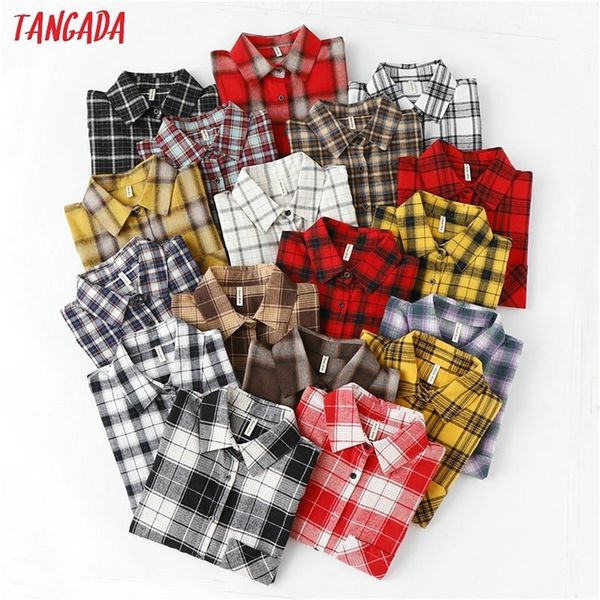 tangada fashion women chic oversized plaid blouse long sleeve female casual print shirts stylish cotton blusas lj200811, White
tangada fashion women chic oversized plaid blouse long sleeve female casual print shirts stylish cotton blusas lj200811, White