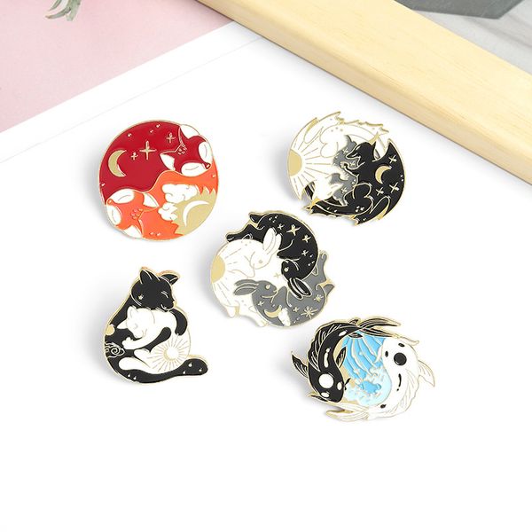 creative day and night tai chi fish brooch cute rabbit fox cat enamel brooch fashion couple friends lapel backpack jewelry gift, Gray
creative day and night tai chi fish brooch cute rabbit fox cat enamel brooch fashion couple friends lapel backpack jewelry gift, Gray