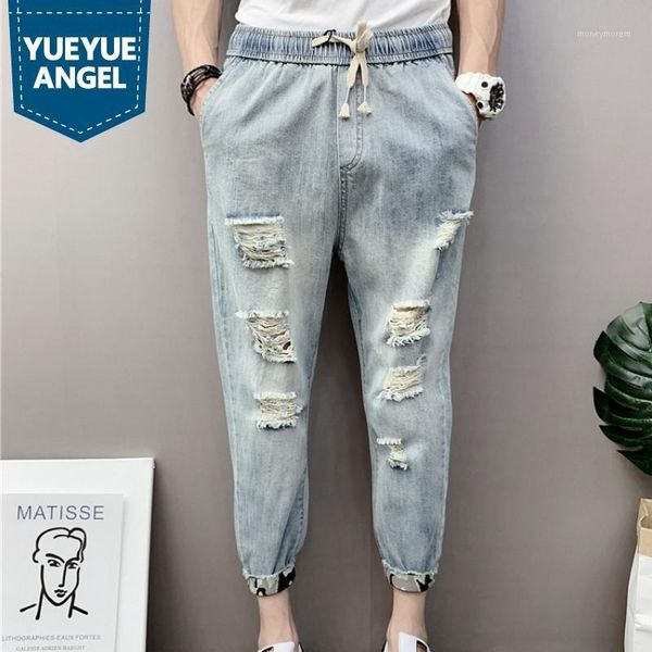 men's jeans mens casual ankle length denim harem pants spring summer man elastic waist hole ripped streetwear slim fit pencil pants1, Blue
men's jeans mens casual ankle length denim harem pants spring summer man elastic waist hole ripped streetwear slim fit pencil pants1, Blue