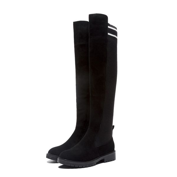 moonmeek 2020 new knitting+suede leather boots round toe slip on ladies over the knee boots med heels autumn winter, Black
moonmeek 2020 new knitting+suede leather boots round toe slip on ladies over the knee boots med heels autumn winter, Black
