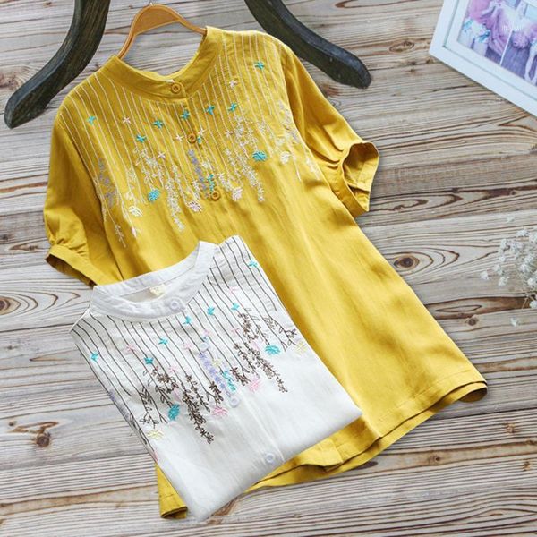 women's blouses & shirts summer embroidery women's blouse print casual plus size elegant o-neck short sleeve button tunic floral, White
women's blouses & shirts summer embroidery women's blouse print casual plus size elegant o-neck short sleeve button tunic floral, White