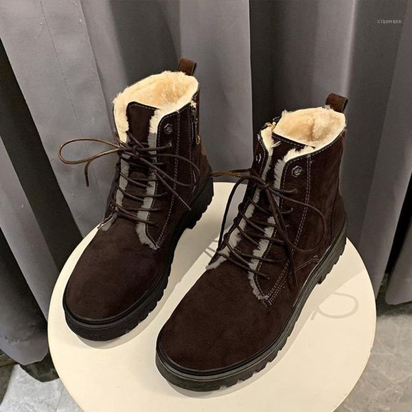 women warm short boots women's artificial plush ankle boots ladies sewing lace up footwear female non slip fashion shoe 2020 new1, Black
women warm short boots women's artificial plush ankle boots ladies sewing lace up footwear female non slip fashion shoe 2020 new1, Black
