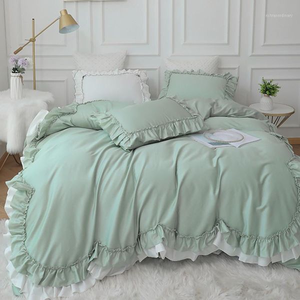 luxury bedding set king size green ruffle lace duvet cover bed skirt pillowcase princess bedspread bedlinen egypt cotton1
luxury bedding set king size green ruffle lace duvet cover bed skirt pillowcase princess bedspread bedlinen egypt cotton1