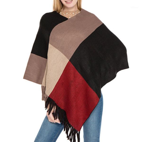women knitted sweater autumn winter tassel wrap female patchwork warm swing batwing cape beach street wear1, White
women knitted sweater autumn winter tassel wrap female patchwork warm swing batwing cape beach street wear1, White