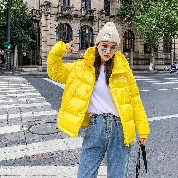 new winter jacket women bright fashion short glossy parka streetwear color parka coat, Black
new winter jacket women bright fashion short glossy parka streetwear color parka coat, Black