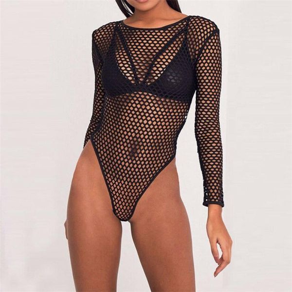women's mesh fish net slim bodysuit leotard long sleeve playsuit jumpsuit black hollow out clubwear, Black;white
women's mesh fish net slim bodysuit leotard long sleeve playsuit jumpsuit black hollow out clubwear, Black;white