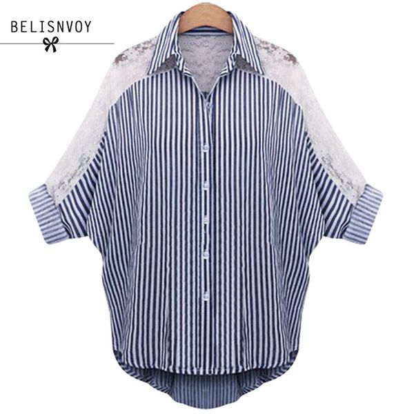 l-5xl 6xl plus size women clothing autumn blouses lace shirt turn down collar striped female batwing sleeve blusas kg-674, White
l-5xl 6xl plus size women clothing autumn blouses lace shirt turn down collar striped female batwing sleeve blusas kg-674, White