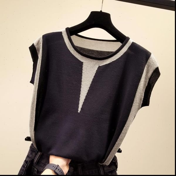 korean patchwork ice silk knitted sweater women o neck short sleeve pullover fashion loose sweaters 2021 summer new arrival, White;black
korean patchwork ice silk knitted sweater women o neck short sleeve pullover fashion loose sweaters 2021 summer new arrival, White;black