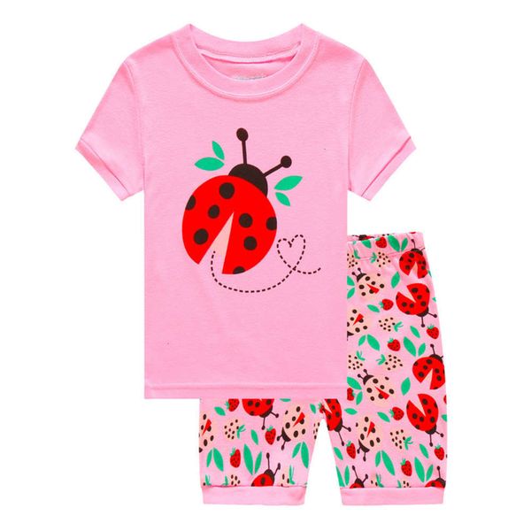 short cotton children's home wear sve girls' pajamas, Blue;red