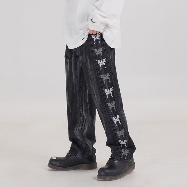 2021 new male trend baggy straight leg personality jeans nice versatile wide pants wdmy, Blue
2021 new male trend baggy straight leg personality jeans nice versatile wide pants wdmy, Blue