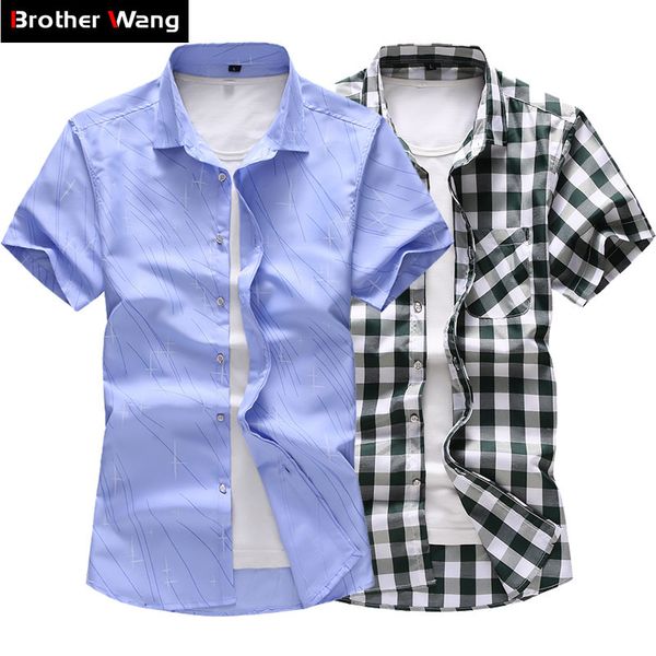 9-color men's printed short-sleeved shirt 2019 summer new fashion casual plaid shirt male brand clothes plus size 5xl 6xl 7xl c1211, White;black
9-color men's printed short-sleeved shirt 2019 summer new fashion casual plaid shirt male brand clothes plus size 5xl 6xl 7xl c1211, White;black