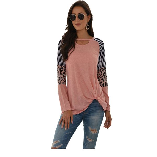 wholesale customized european and american women's winter new style long-sleeved leopard print stitching t-shirt blouse, White
wholesale customized european and american women's winter new style long-sleeved leopard print stitching t-shirt blouse, White