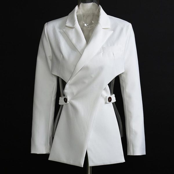 women crossover backless blazer spring autumn front long back short casual 2021, White;black
women crossover backless blazer spring autumn front long back short casual 2021, White;black