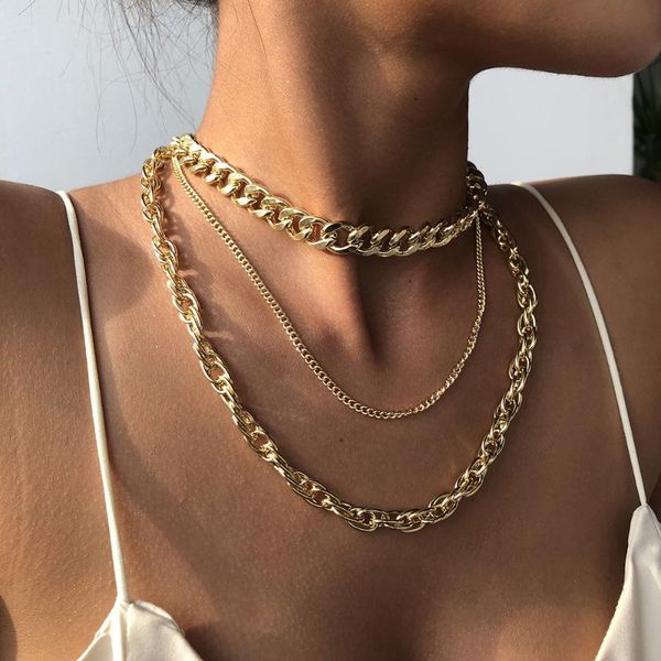 3 pcs punk chain multi layer necklace for women exaggerated female fashion jewelry cool accessory mx0124, Golden;silver
3 pcs punk chain multi layer necklace for women exaggerated female fashion jewelry cool accessory mx0124, Golden;silver