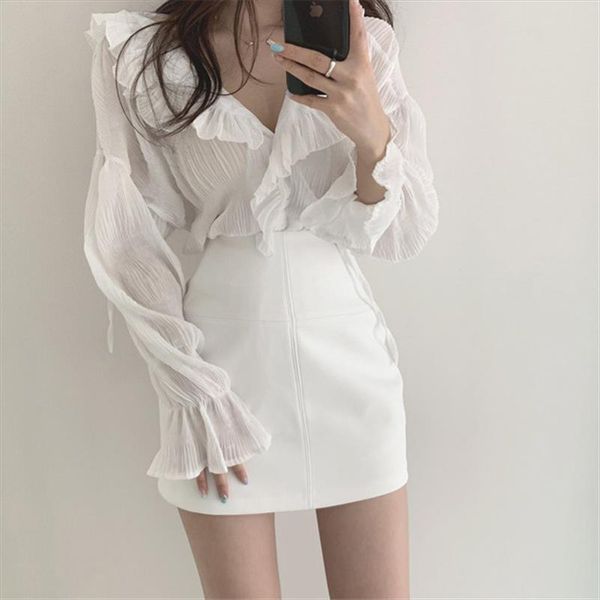 all match chic chiffon pleated solid 2020 ol loose ruffles casual sweet full sleeves streetwear girls shirts, White
all match chic chiffon pleated solid 2020 ol loose ruffles casual sweet full sleeves streetwear girls shirts, White
