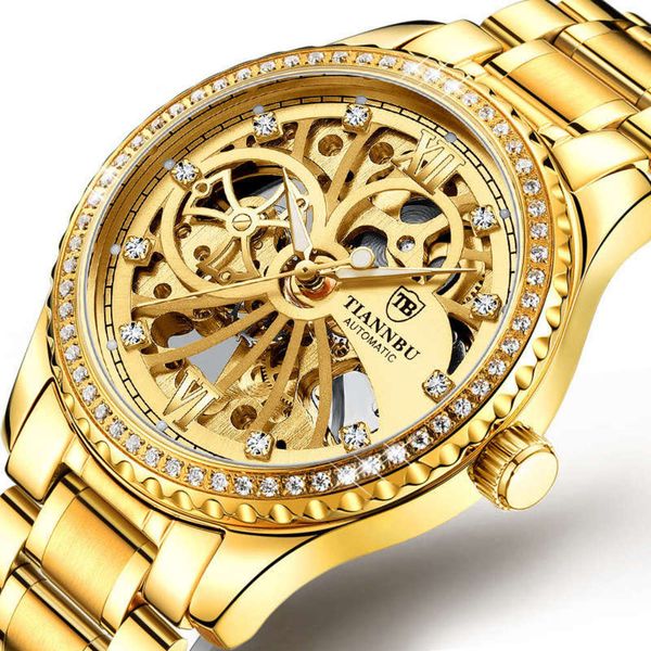 men's automatic mechanical watch diamond inlaid luminous waterproof fine steel hollow men's watch, Slivery;brown
men's automatic mechanical watch diamond inlaid luminous waterproof fine steel hollow men's watch, Slivery;brown