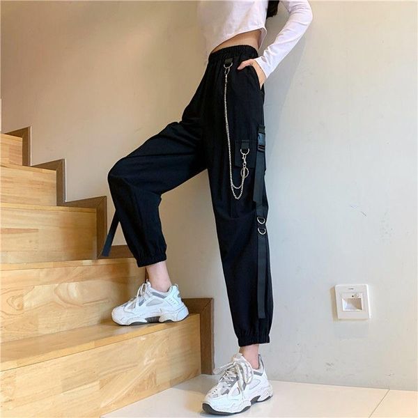 cargo pants women chains plus size black ribbons harajuku gothic pants streetwear joggers mujer pantalones kobieta spodnie, Black;white
cargo pants women chains plus size black ribbons harajuku gothic pants streetwear joggers mujer pantalones kobieta spodnie, Black;white