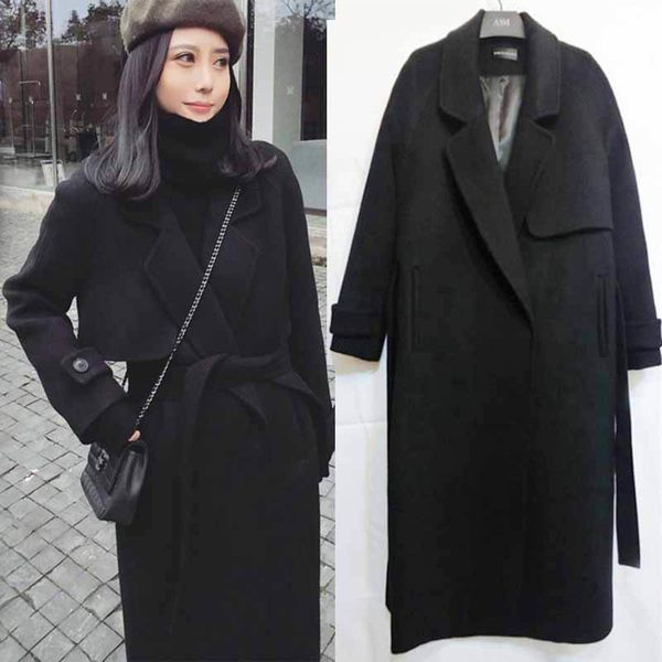 autumn new casual blend trench oversize long with female wool cashmere coat outerwear t52k, Black
autumn new casual blend trench oversize long with female wool cashmere coat outerwear t52k, Black