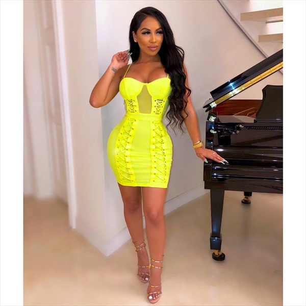 women fashion mesh lacing pink neon green bandage dress designer mini celebrity party dress, Black;gray
women fashion mesh lacing pink neon green bandage dress designer mini celebrity party dress, Black;gray