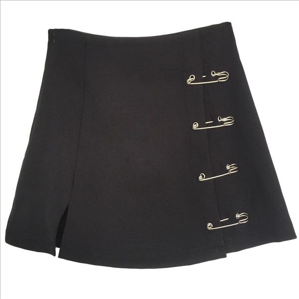 punk rock style safety pin a line mini skirt with side split high waisted collins skirt women harajuku street wear, Black
punk rock style safety pin a line mini skirt with side split high waisted collins skirt women harajuku street wear, Black