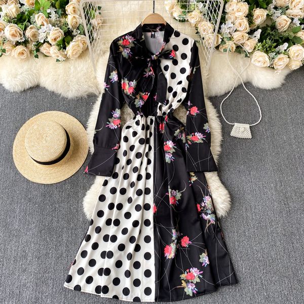 2021 new female singiny france splice print design bow collar long button the line dressed autumn fashion streetwear dress qex7, Black;gray
2021 new female singiny france splice print design bow collar long button the line dressed autumn fashion streetwear dress qex7, Black;gray