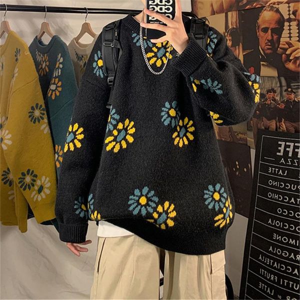 2021 new sweater mens loose long sleeves o-neck fashion floral winter thicken harajuku vintage knitted korean clothes pullover, White;black
2021 new sweater mens loose long sleeves o-neck fashion floral winter thicken harajuku vintage knitted korean clothes pullover, White;black