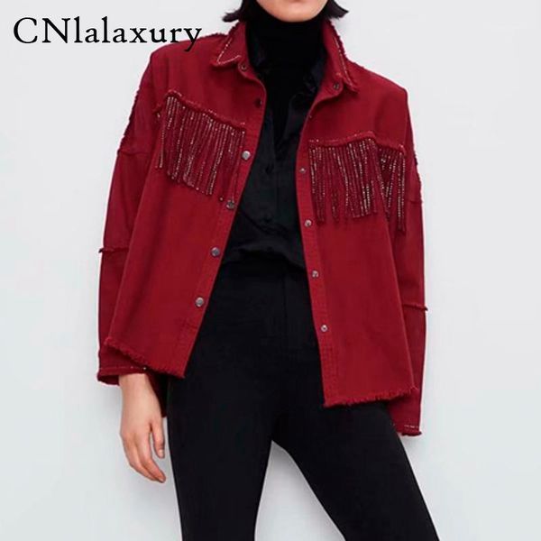women 2020 oversized frayed with fringe denim jacket coat vintage long sleeve jeans jacket tassel female outerwear chic 1, Black;brown
women 2020 oversized frayed with fringe denim jacket coat vintage long sleeve jeans jacket tassel female outerwear chic 1, Black;brown