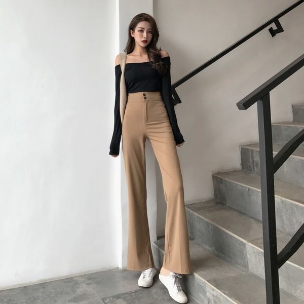 mazefeng new autumn women casual solid straight pants ladies button slim pants female wide leg pant vintage korean style 201031, Black;white
mazefeng new autumn women casual solid straight pants ladies button slim pants female wide leg pant vintage korean style 201031, Black;white